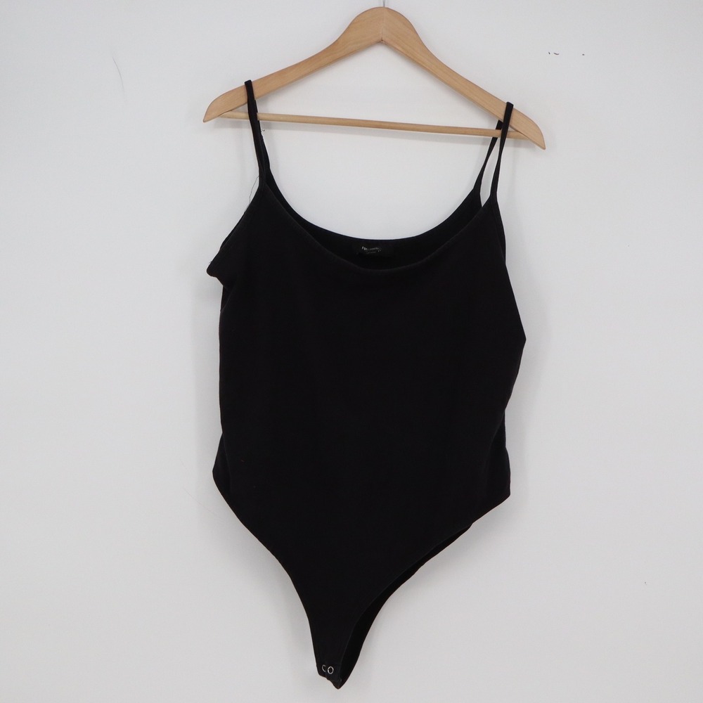 Forever 21 Bodysuit Womens 2X Plus Size Black Spaghetti Strap Scoop Neck
